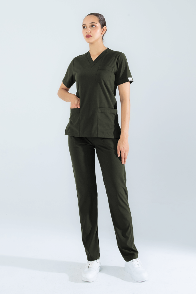 Violet Uniform Kadın Haki Myra Scrubs Takım