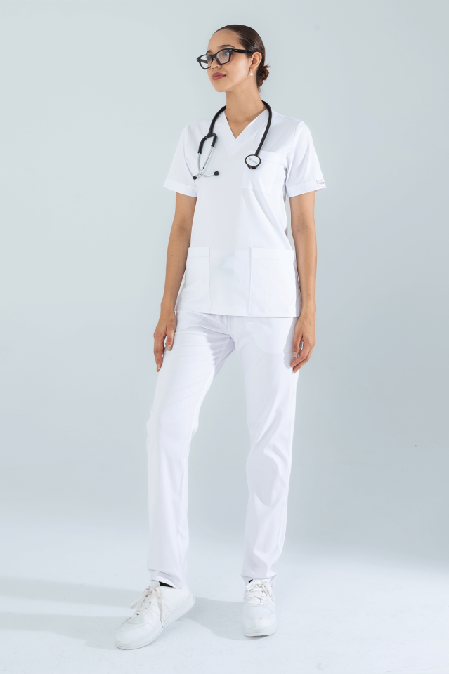 Violet Uniform Kadın Beyaz Myra Scrubs Takım