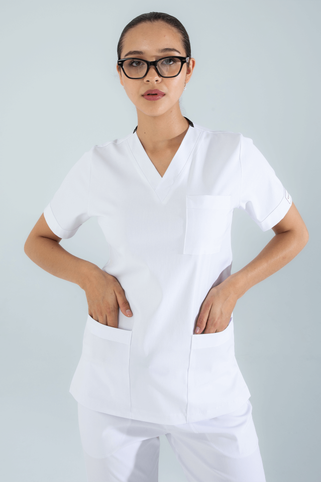 Violet Uniform Kadın Beyaz Myra Scrubs Üst