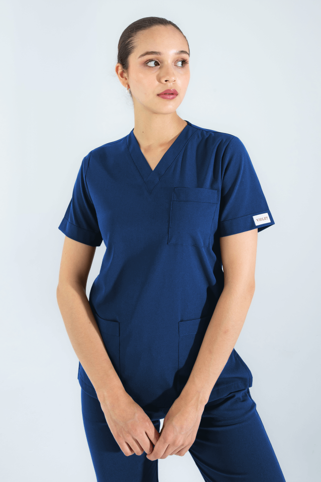 Violet Uniform Kadın Petrol Mavisi Myra Scrubs Üst