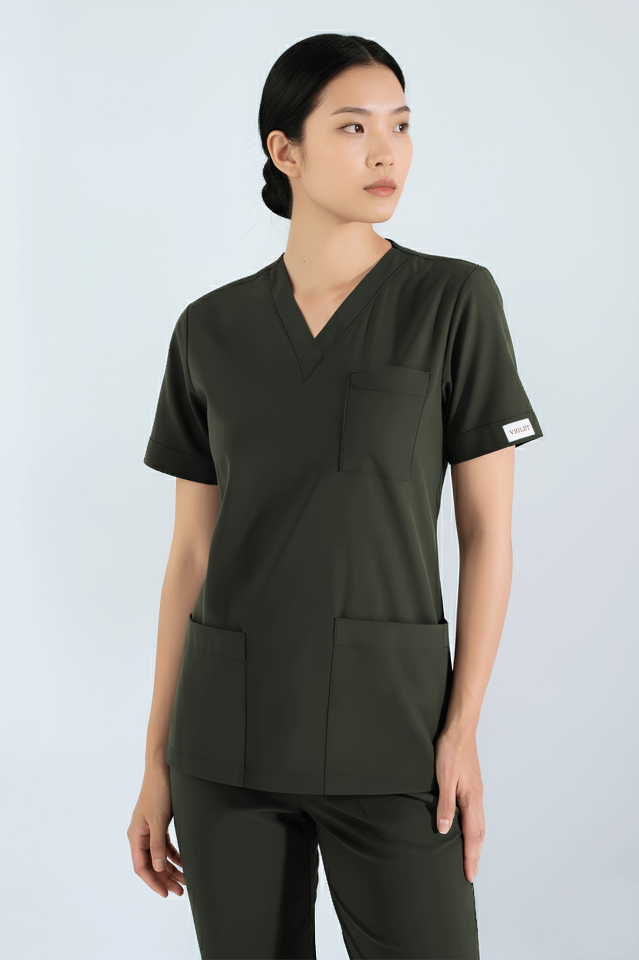 Violet Uniform Kadın Haki Myra Scrubs Üst