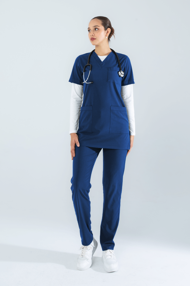 Violet Uniform Petrol Mavisi Alia Tunik Scrubs Takım