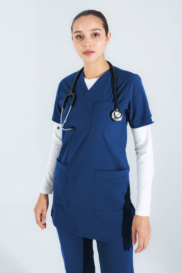 Violet Uniform Petrol Mavisi Alia Tunik Scrubs Üst