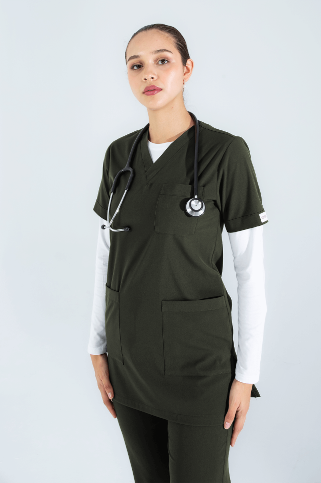 Violet Uniform Haki Alia Tunik Scrubs Üst