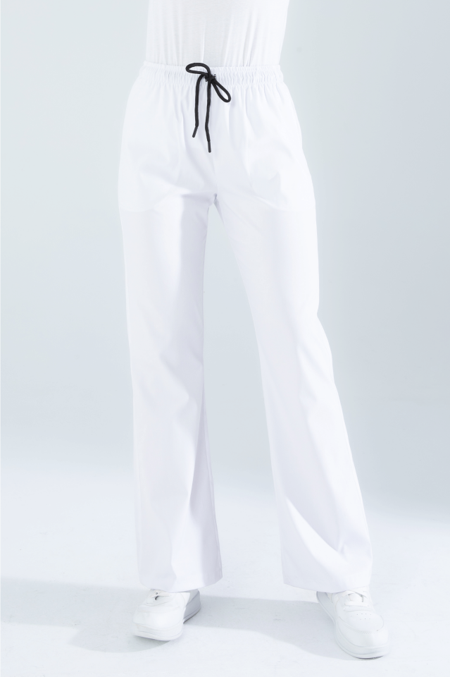 Violet Uniform Beyaz İspanyol Paça Scrubs Pantolon