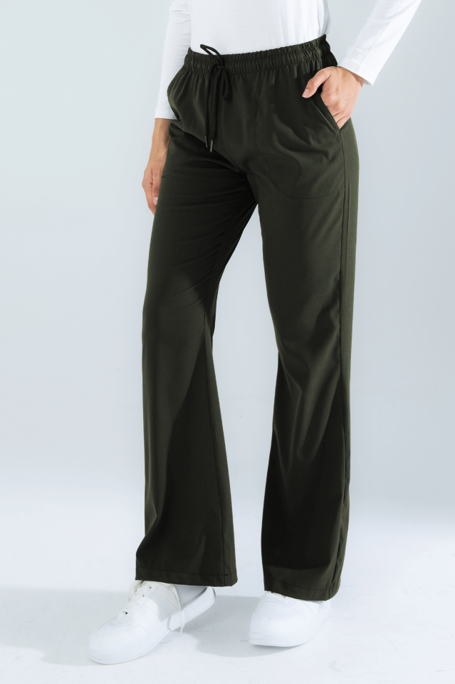 Violet Uniform Haki İspanyol Paça Scrubs Pantolon