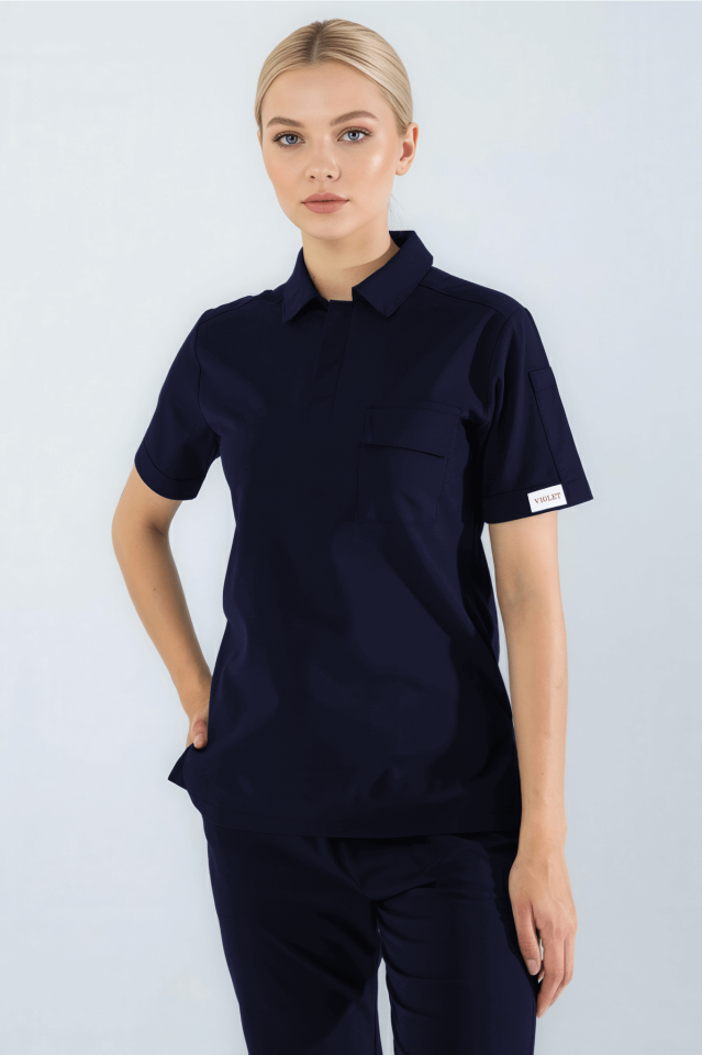Violet Uniform Kadın Lacivert Anka Scrubs Üst