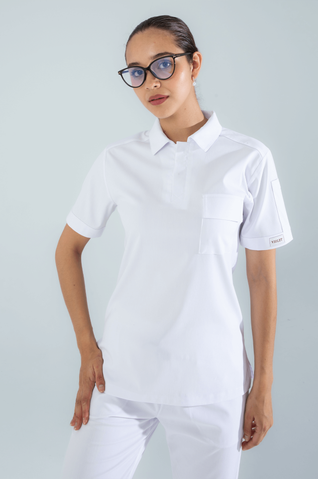 Violet Uniform Kadın Beyaz Anka Scrubs Üst