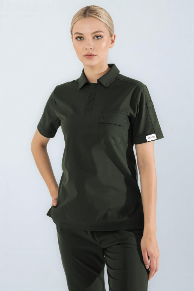 Violet Uniform Kadın Haki Anka Scrubs Üst