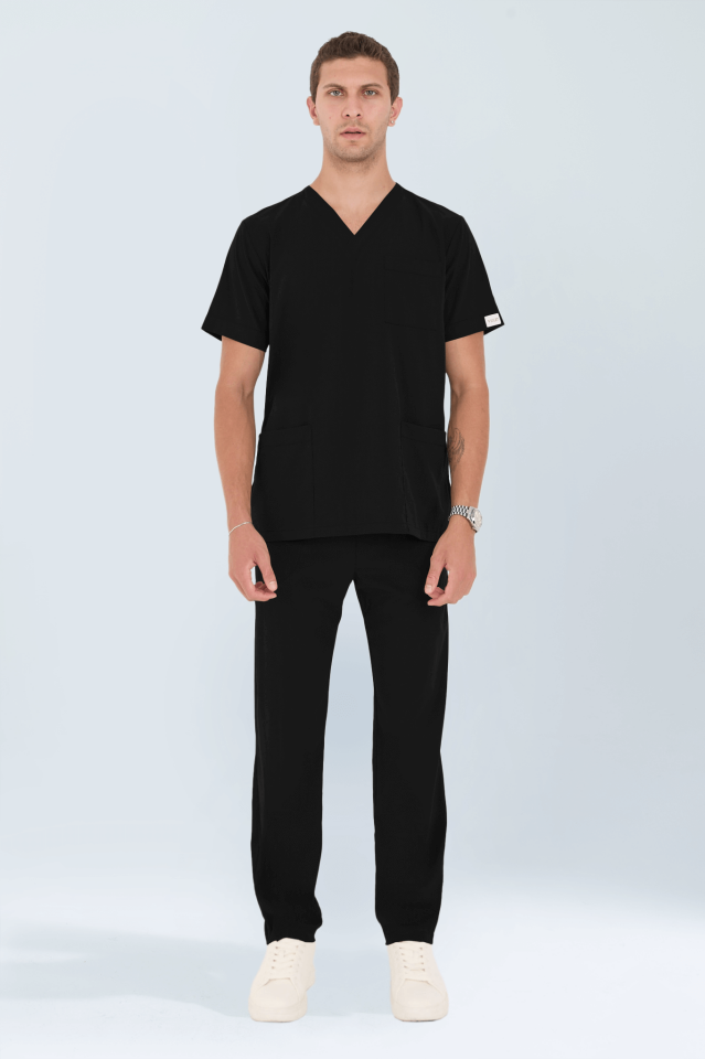Violet Uniform Erkek Siyah Myra Scrubs Takım