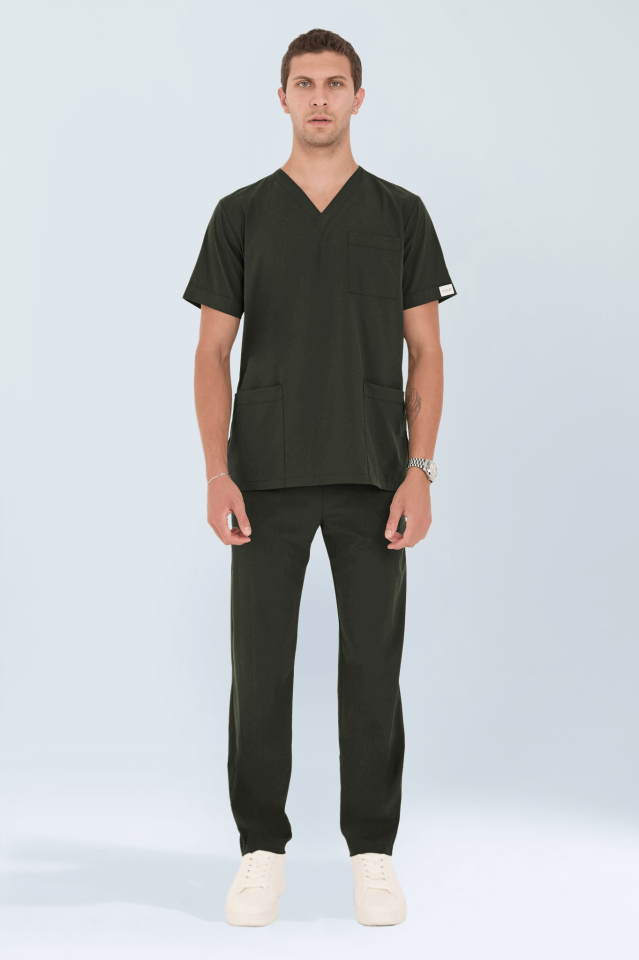 Violet Uniform Erkek Haki Myra Scrubs Takım