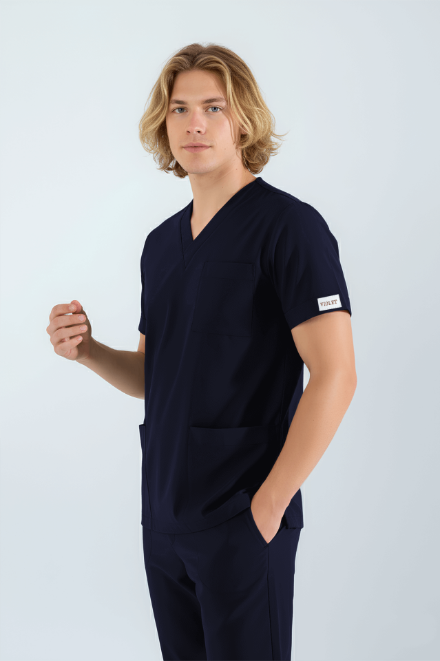 Violet Uniform Erkek Lacivert Myra Scrubs Üst
