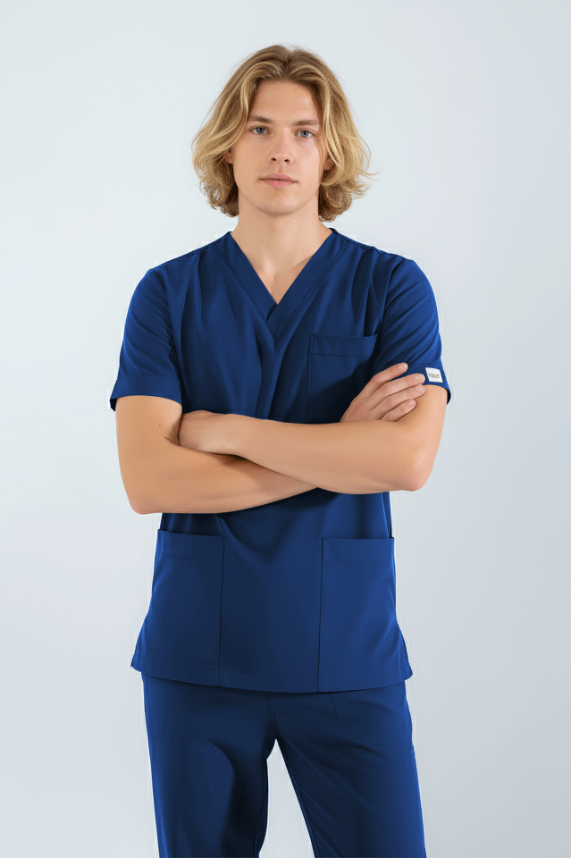 Violet Uniform Erkek Petrol Mavisi Myra Scrubs Üst