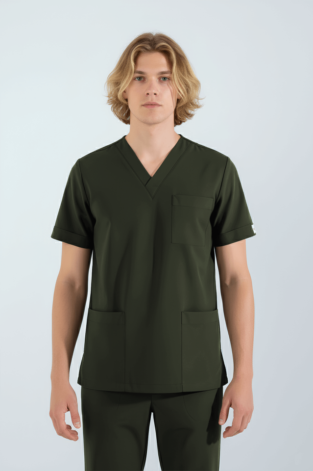 Violet Uniform Erkek Haki Myra Scrubs Üst